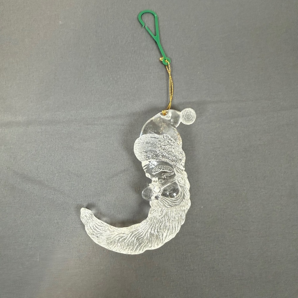Clear Santa Claus Moon‎ Ornament Holiday Christmas Decor